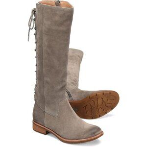 Sofft Sharnell II  Pietra Grey Suede 8 Tall Knee-High Boots Zipper Lace-Up Boho